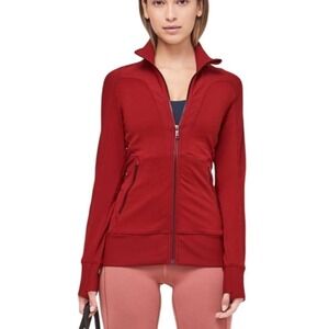 Lululemon movement to movement jacket dark sport red size 4 full zip